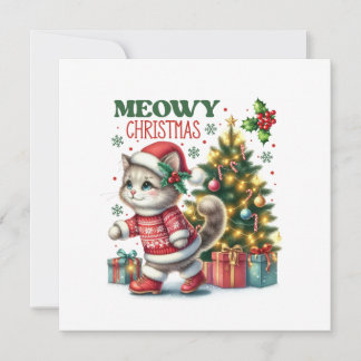 Meowy Weihnachtskarte Einladung
