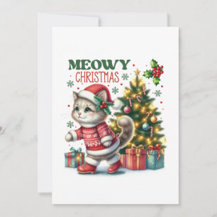 Meowy Weihnachtskarte Einladung