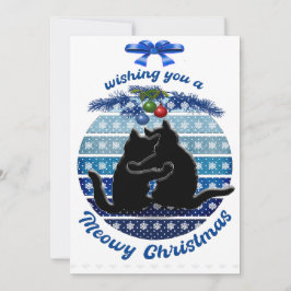 Meowy Weihnachtskarten Blue White Flat Holiday Car Feiertagskarte