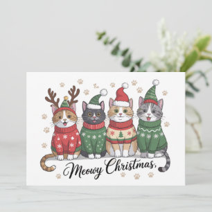 Meowy Weihnachtskatze Niedliche Katzen mit Santa C Feiertagskarte