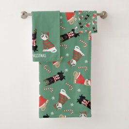 Meowy Weihnachtskatzen Badhandtuch Set