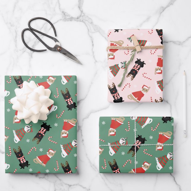Meowy Weihnachtskatzen Geschenkpapier Set (Vorderseite)