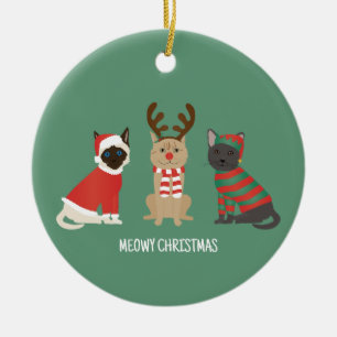 Meowy Weihnachtskatzen Keramik Ornament
