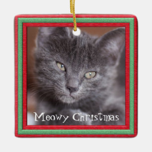 Meowy Weihnachtsrahmen anpassbare Kitty Keramikornament