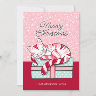 Meowy Weihnachtsschlafen Kitty Feiertagskarte