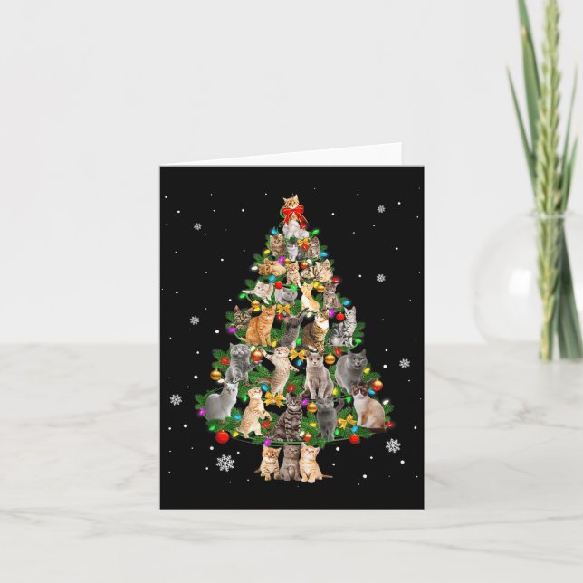 Meowy Xmas Cats Christmas Tree Lights Snow Kitten  Karte (Vorderseite)