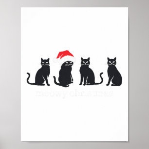 Meowys Christmas Black Cat Weihnachtsmannmützen pr Poster