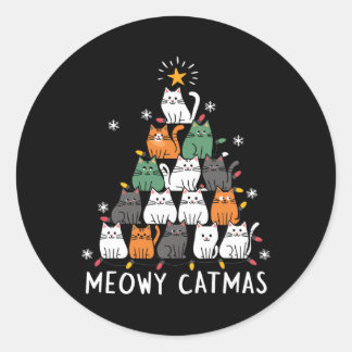 Meowys Christmas Squad Cat Weihnachtsmannmützen pr Runder Aufkleber