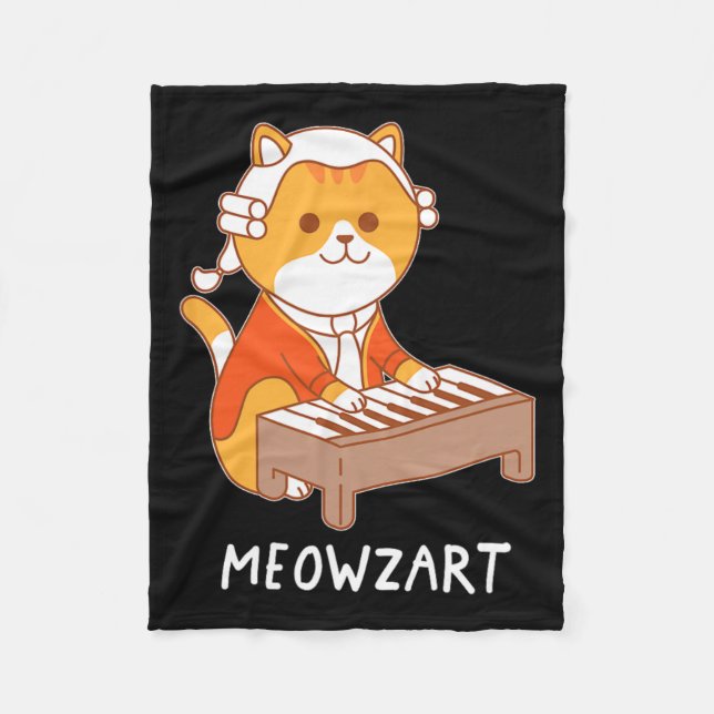 Meowzart Cat Pun Clico Piano Fleecedecke (Vorderseite)