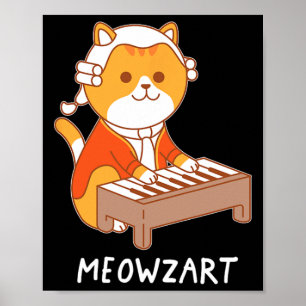 Meowzart Cat Pun Clico Piano Poster