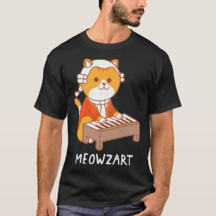 Meowzart Cat Pun Clico Piano T-Shirt
