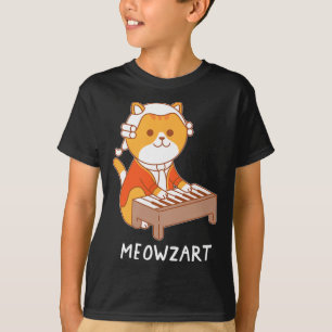 Meowzart Cat Pun Clico Piano T-Shirt