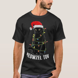 Meowzel Tov Black Cat Hanukkah Weihnachtsbeleuchtu T-Shirt