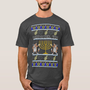 MEOWZEL TOV Cat Dabs Ugly Hanukkah Sweater Dabbing T-Shirt