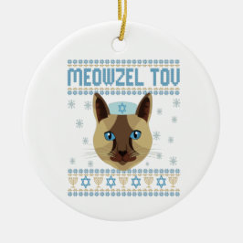 Meowzel Tov Cat Mazel Ugly Hanukkah Sweater Gesche Keramik Ornament