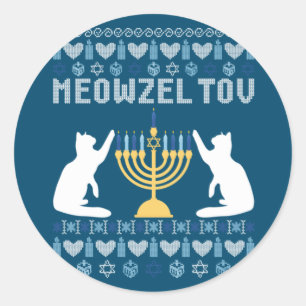 Meowzel Tov Chanukah Runder Aufkleber
