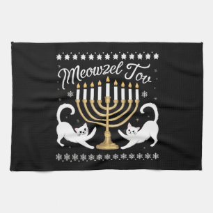 Meowzel Tov Funny Chanukah Hanukkah Ugly Sweater Geschirrtuch