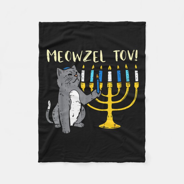 Meowzel Tov Jewish Cat Funny Hanukkah Chanukah Pjs Fleecedecke (Vorderseite)