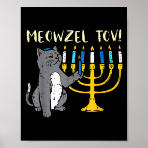 Meowzel Tov Jüdische Katze Lustiges Hanukkah Chanu Poster