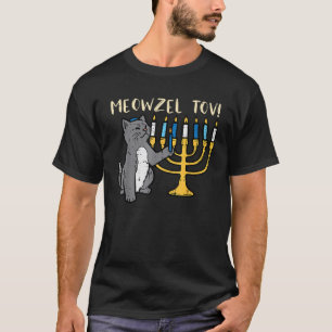 Meowzel Tov Jüdische Katze Lustiges Hanukkah Chanu T-Shirt