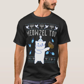 Meowzel Tov Jüdische Weihnachtskatze Funny Ugly T-Shirt