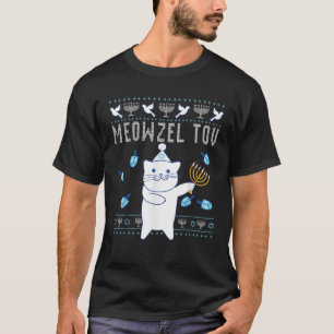 Meowzel Tov Jüdisches Weihnachtskatze Lustig Hässl T-Shirt