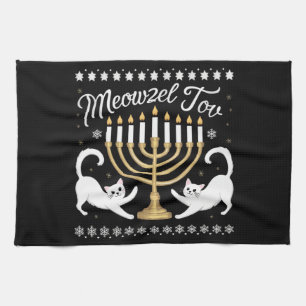 Meowzel Tov Lustiger Chanukka Hanukkah Hässlicher  Geschirrtuch