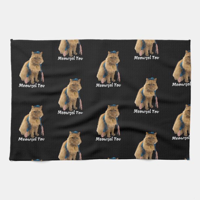 Meowzel Tov Mazel Tov Jüdisches Küchentuch (Horizontal)