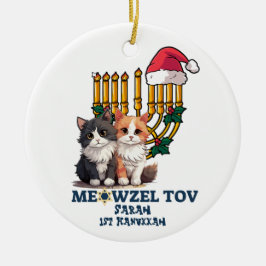 Meowzel Tov Niedlich Happy Hanukkah Keramik Ornament
