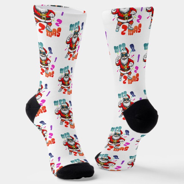 Mer rizz mas - Christmas Rizz funny Santa  Socken (Gewinkelt)