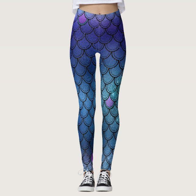 Meraid Lila, Aquamarin & blau Leggings (Vorderseite)