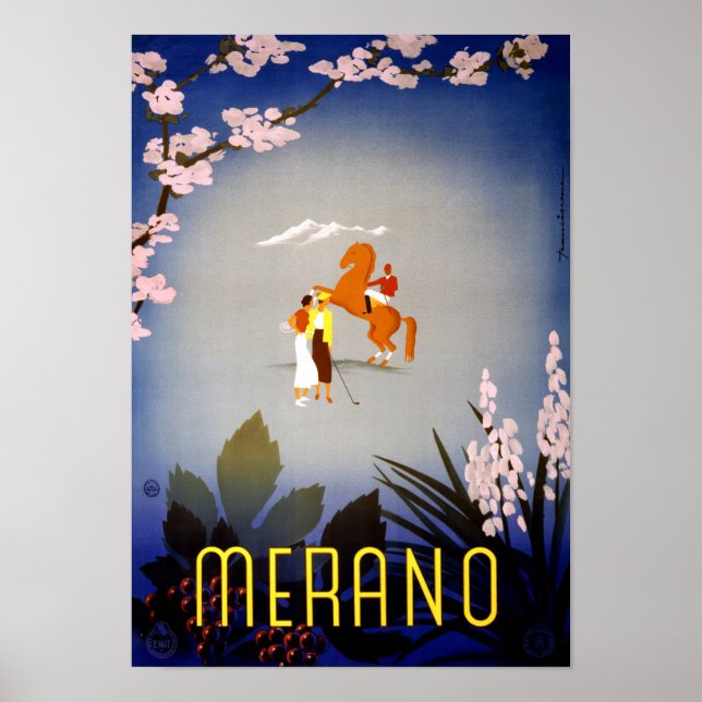 Meran Italy Vintage Travel Poster restauriert (Vorne)