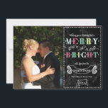 Meran n Bright Holidays Modernes Foto Weihnachten<br><div class="desc">COLOR PALETTE: Schwarz, Aqua-Schieferblau, Limon, smaragdgrün, rot und weiß DESIGN COLLECTION: Farbenfrohe, moderne Merry & Bright Themed, Chalkboard Doodle Art, grafische Skripte Stil fotografische Familie Portrait Weihnachtskarten. Der Text im Typografie-Stil lautet: "Wünschen Sie einen angenehmen und hellen Urlaub!" mit Raum für Sie, um die Karte mit Ihrem Familiennamen, individuellen Namen...</div>