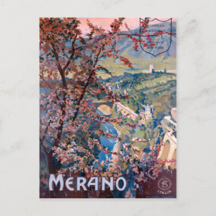 Merano Italien Vintage Italienisches Reiseplakat Postkarte