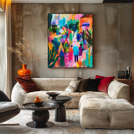 Mercado Cultural: Arte Favista Colorido y Vibrante Leinwanddruck