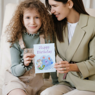 Mercat light Blue Cat mermaid Birthday Card Feiertagskarte