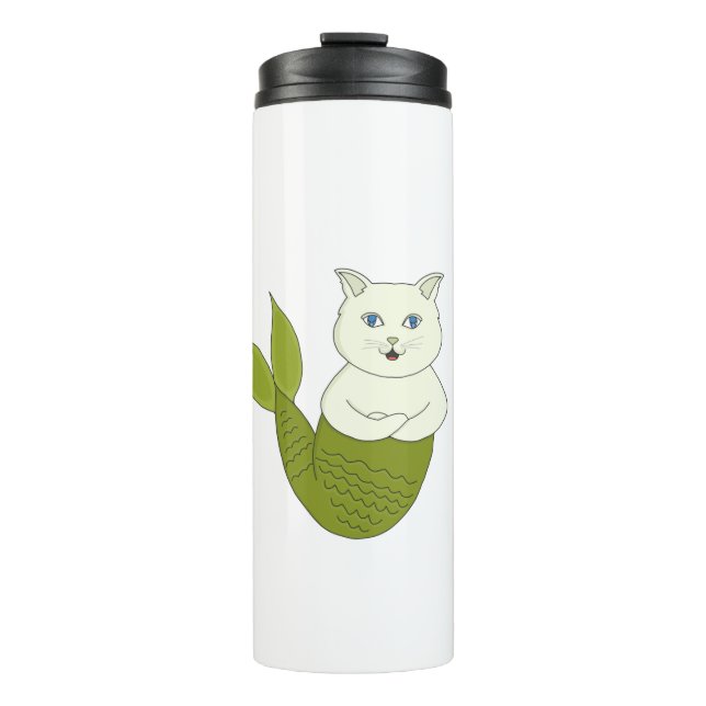 Mercat Purrmaid Merman Fish Cat Thermosbecher (Vorderseite)