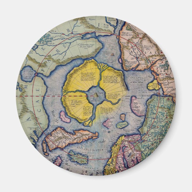 Mercator Nordpol Karte aus dem 16. Jahrhundert Magnet (Vorne)