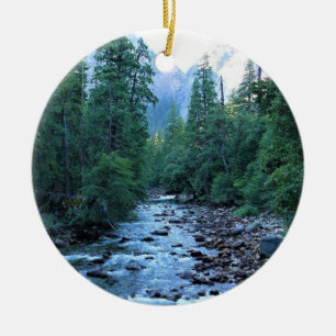 Merced River by Happy Isles, Yosemite, CA Keramik Ornament