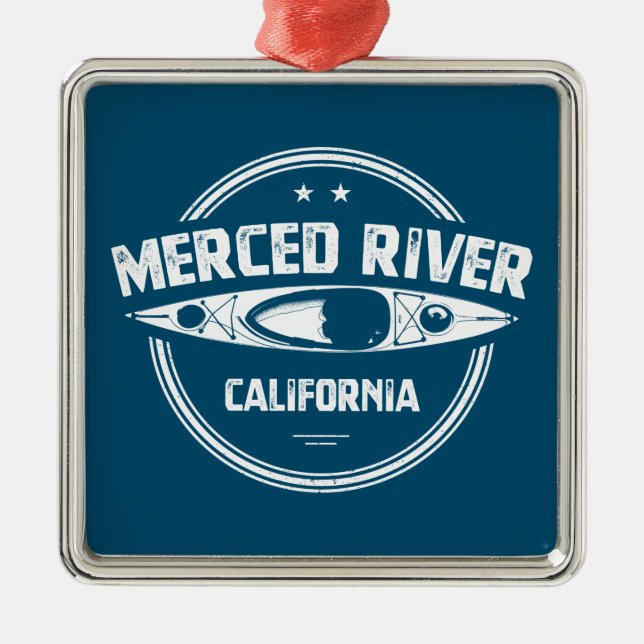 Merced River California Kayaking Ornament Aus Metall (Vorne)