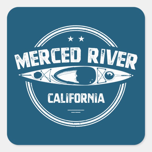 Merced River California Kayaking Quadratischer Aufkleber (Vorderseite)
