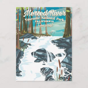 Merced River California Reiseplakat Postkarte