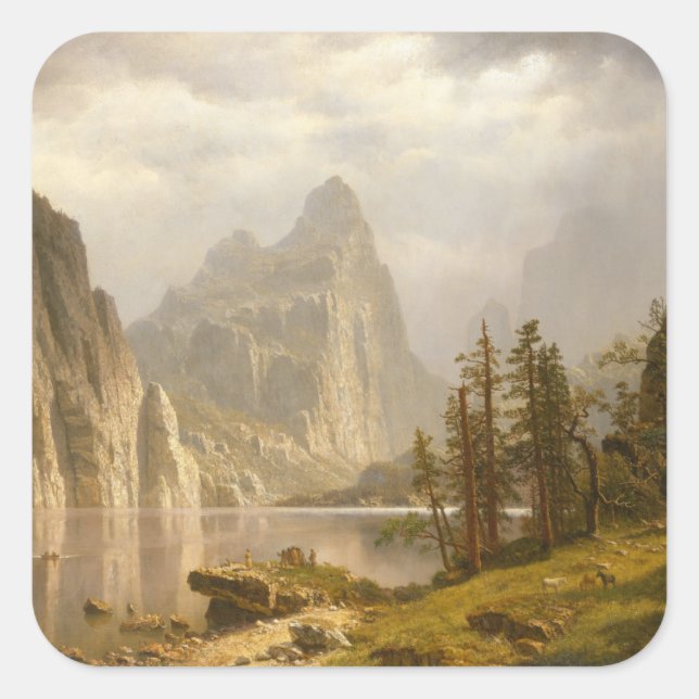 Merced River, Yosemite Valley Quadratischer Aufkleber (Vorderseite)