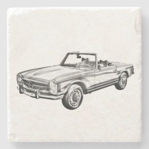 Mercedes Benz 280 SL Cabrio Illustration Steinuntersetzer