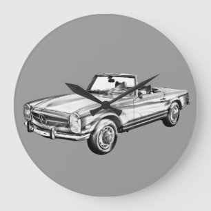 Mercedes Benz 280 SL Convertible Illustration Große Wanduhr