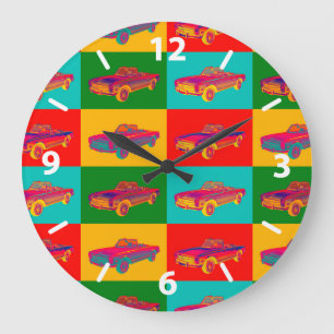 Mercedes Benz 280 SL Convertible Pop Art Große Wanduhr