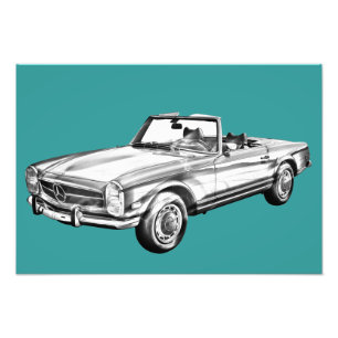 Mercedes Benz 280 SL Konvertible Illustration Fotodruck