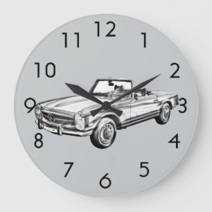 Mercedes Benz 280 SL Konvertible Illustration Große Wanduhr