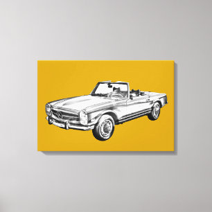 Mercedes Benz 280 SL Konvertible Illustration Leinwanddruck