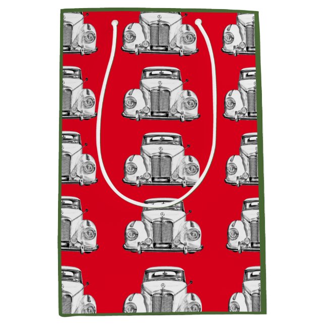 Mercedes Benz 300 Luxury Classic Car Illustration Mittlere Geschenktüte (Vorderseite)